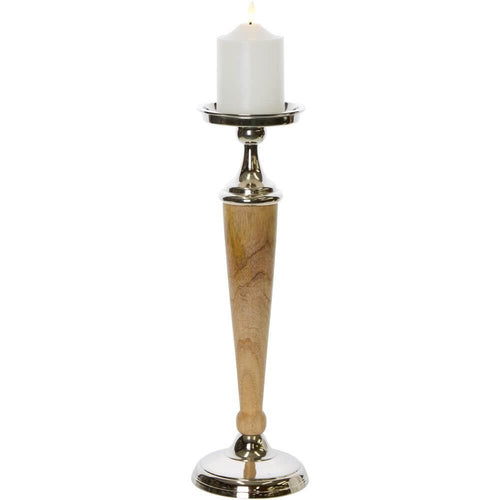 Atlas Tall Aluminium Wood Candle Stick