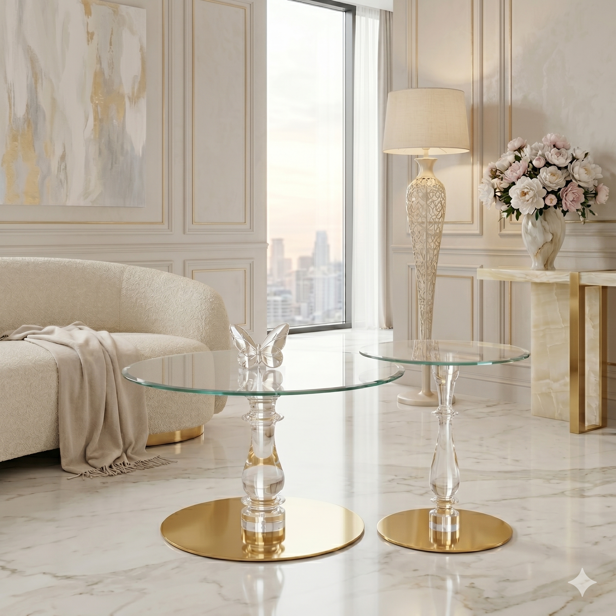 Aurelia Acrylic & Glass Nesting Tables Set