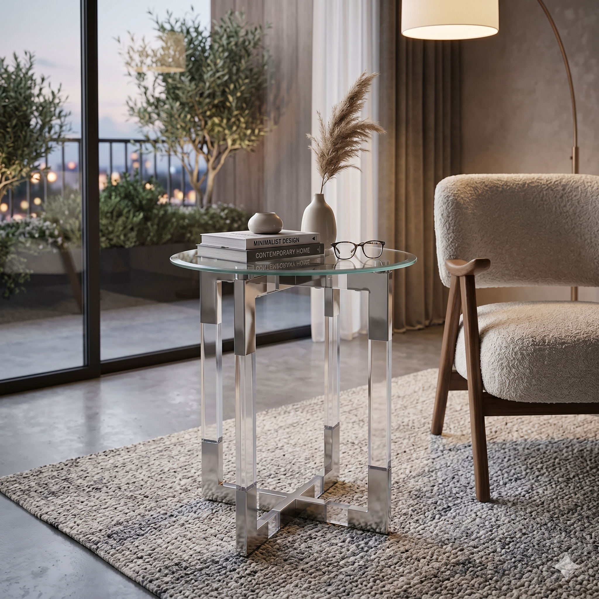 Aurelia Square Glass & Acrylic Side Table