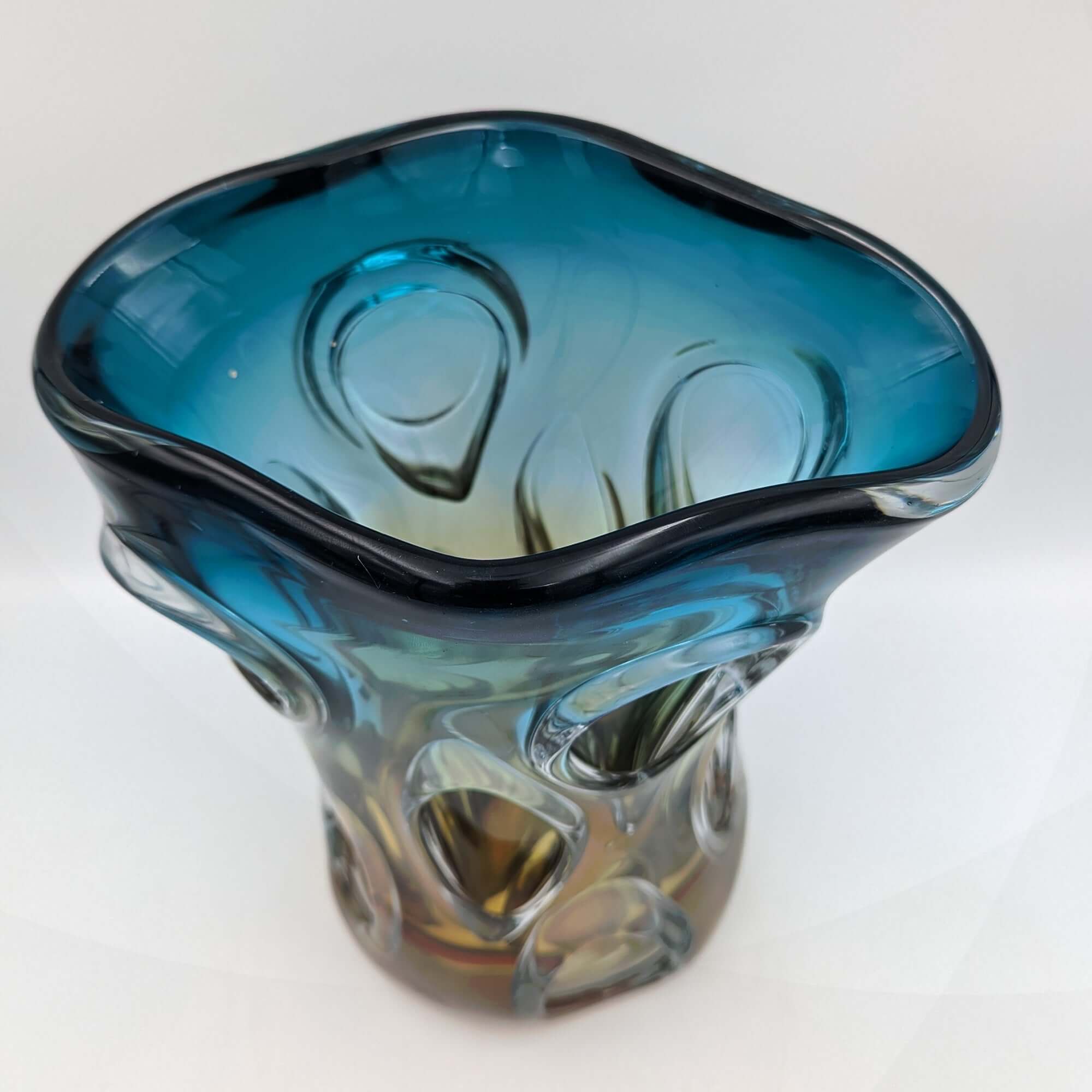 Azure & Amber Hand-Blown Glass Vase
