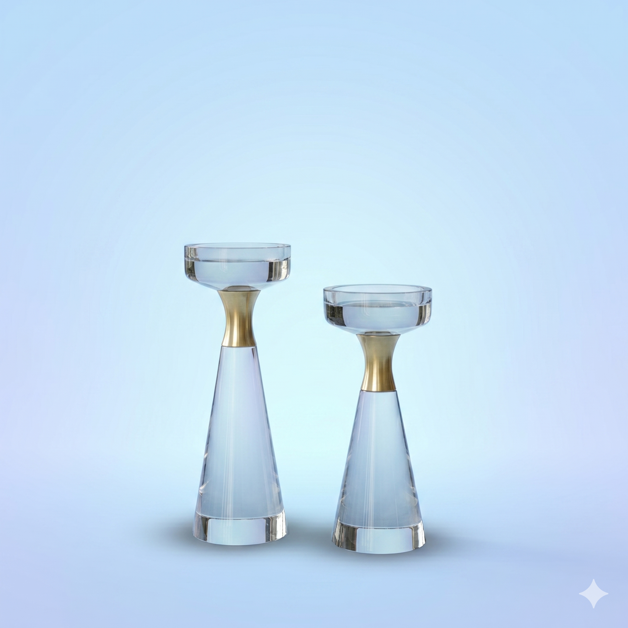 Azure Matte Crystal & Gold Taper Holders