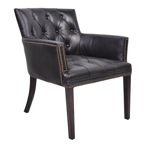 Ballard Worn Coal Leather Chair 85cm