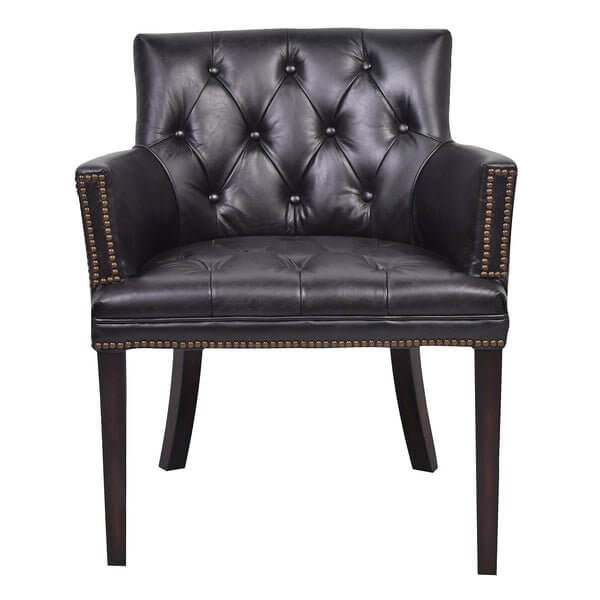 Ballard Worn Coal Leather Chair 85cm