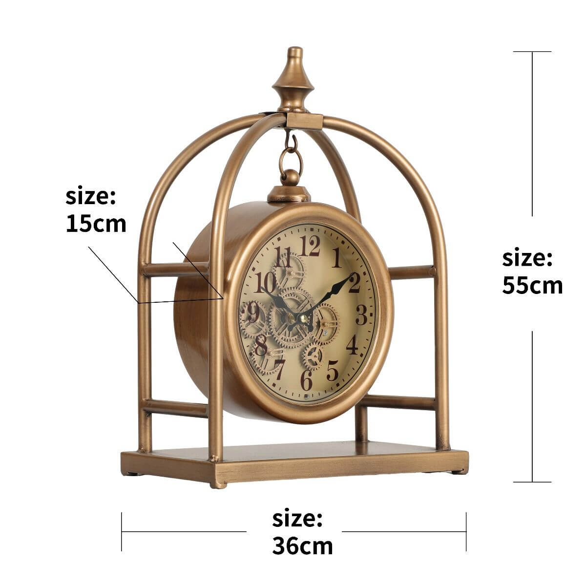 Basil Antique Gold Gear Table Clock 55cm