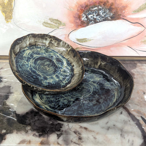 Belia Artisan Blue Stoneware Platter