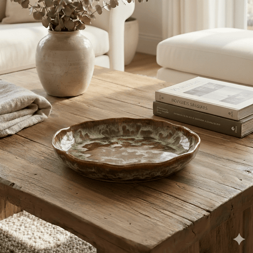 Belia Small Brown Stoneware Platter