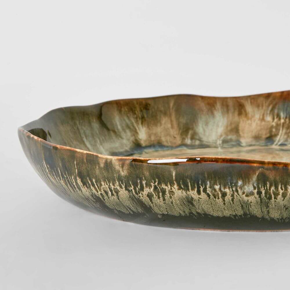 Belia Small Brown Stoneware Platter