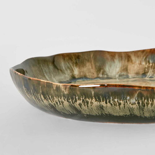 Belia Small Brown Stoneware Platter