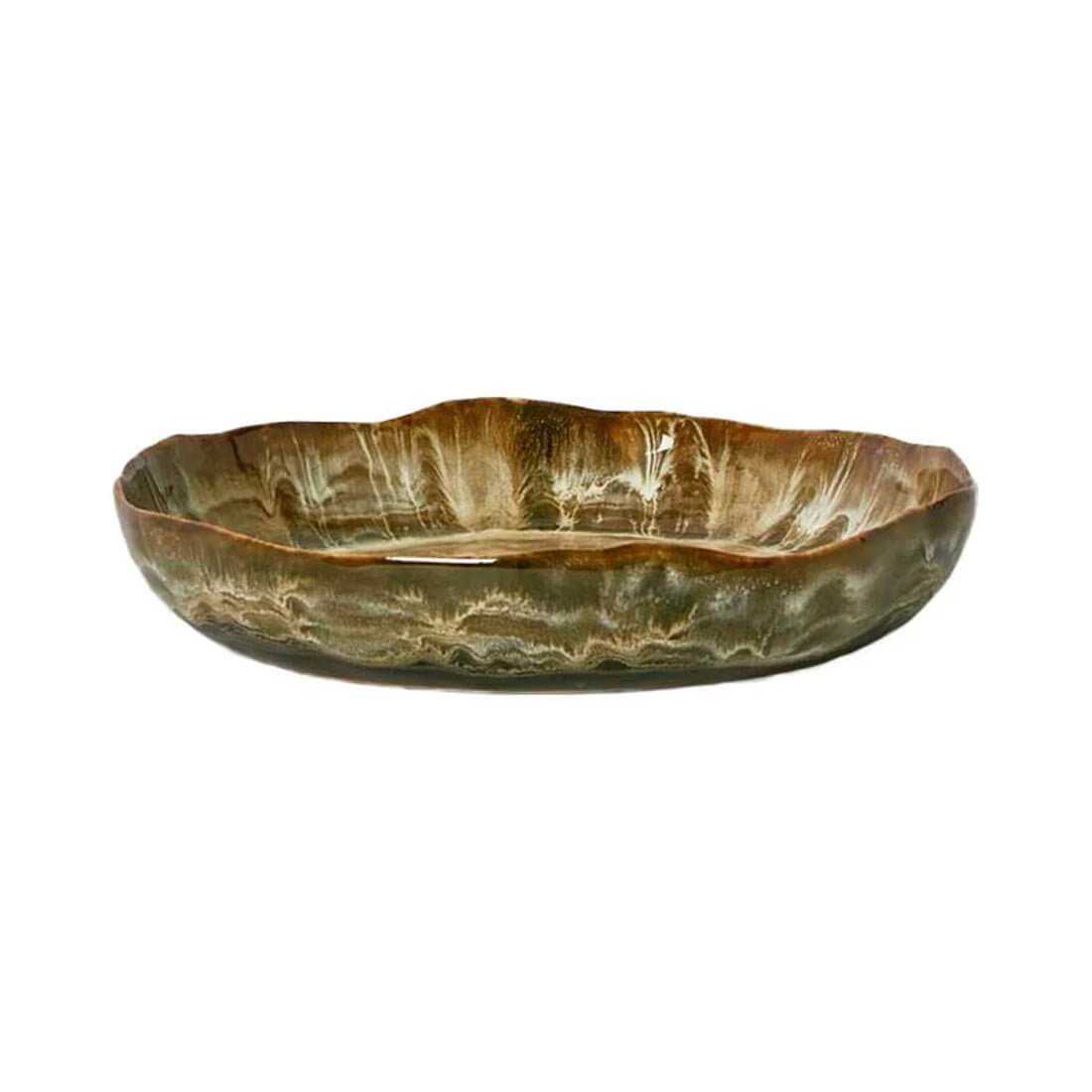 Belia Small Brown Stoneware Platter