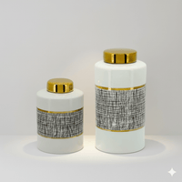 Black White Gold Mesh Porcelain Jar Set