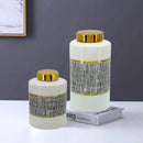 Black White Gold Mesh Porcelain Jar Set