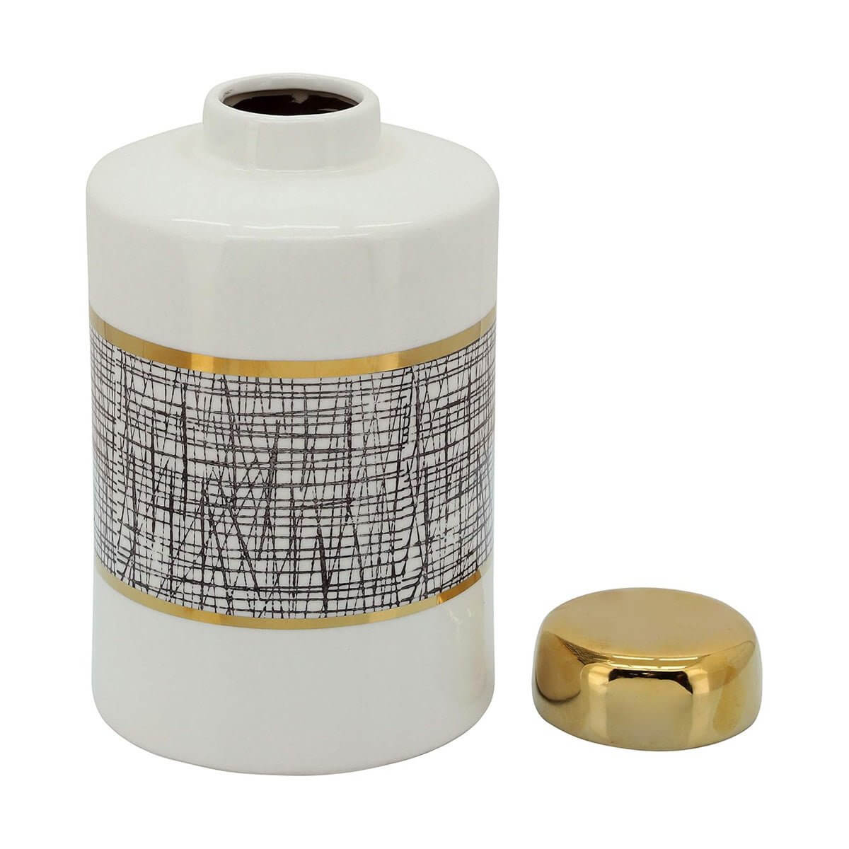 Black White Gold Mesh Porcelain Jar Set