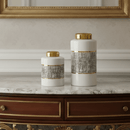 Black White Gold Mesh Porcelain Jar Set