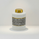 Black White Gold Mesh Porcelain Jar Small
