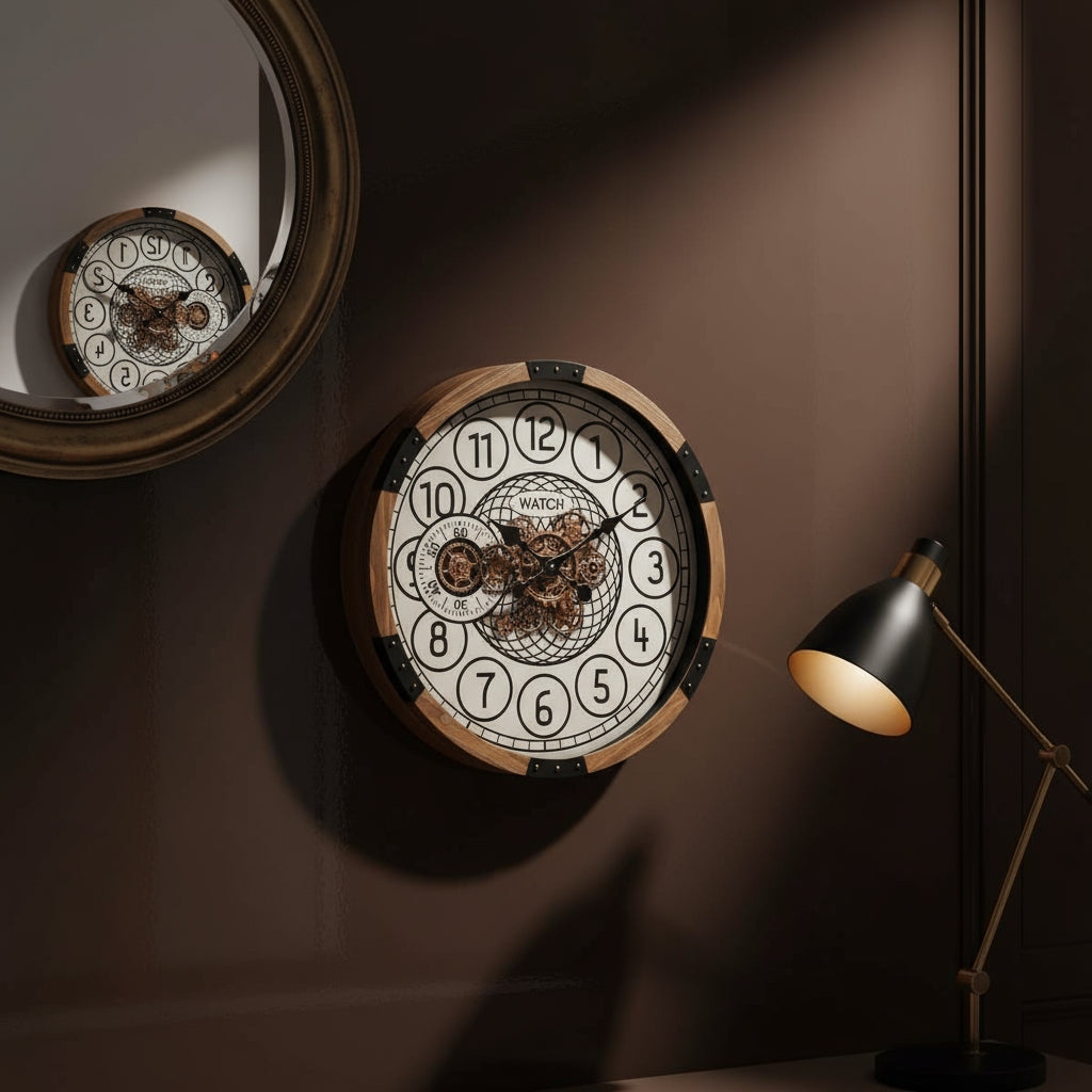 Bloomfield Wooden Gear Wall Clock 63.5cm