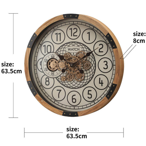 Bloomfield Wooden Gear Wall Clock 63.5cm