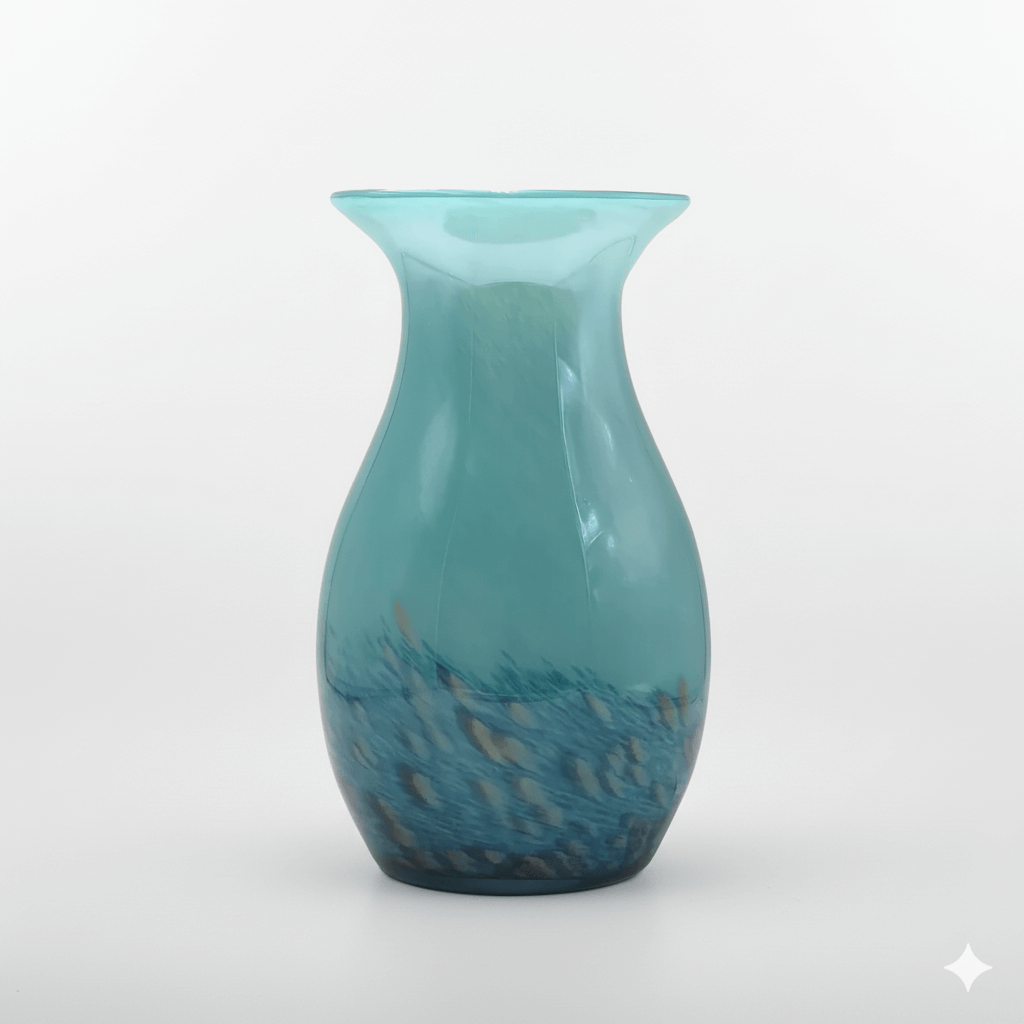 Blue Green Ocean Blown Art Glass Vase
