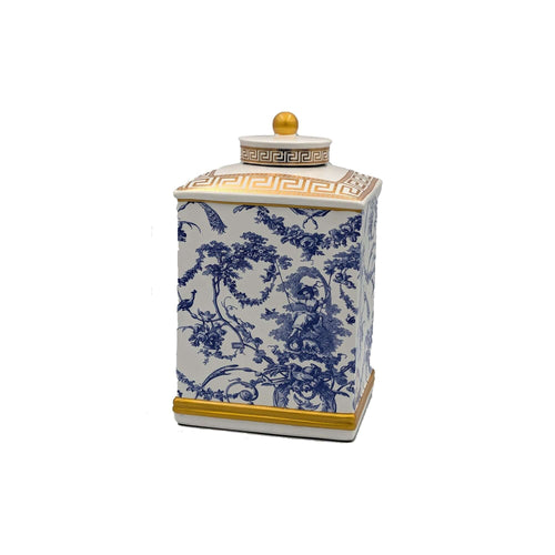 Blue White Bali Chinoiserie Ceramic Jar
