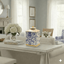 Blue White Bali Chinoiserie Ceramic Jar