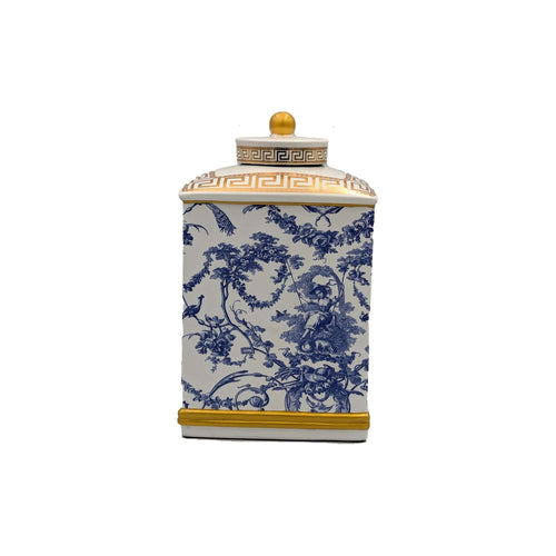 Blue White Bali Chinoiserie Ceramic Jar