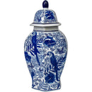 Blue & White Bird Pomegranate Ginger Jar Artisan Ceramic