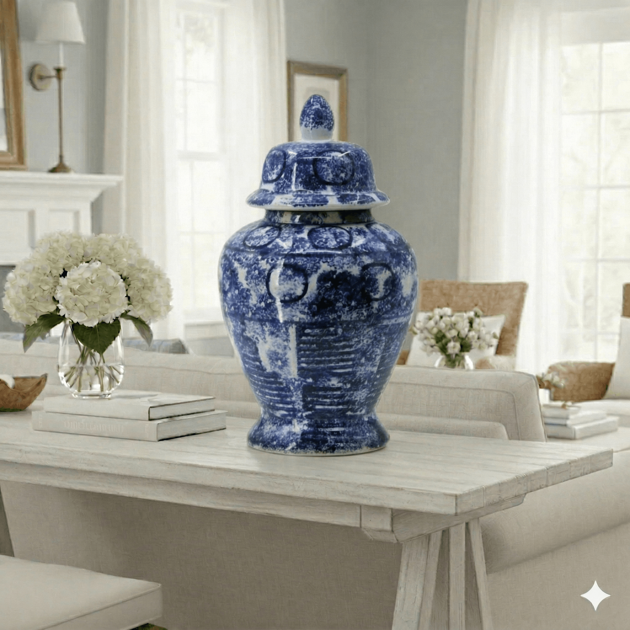 Blue White Vintage Ginger Jar