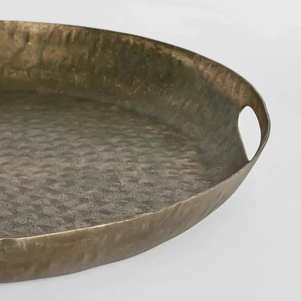 Bobbi Hammered Silver Round Serving Tray