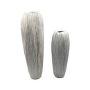 Brown Polyresin Linear Textured Vase Set