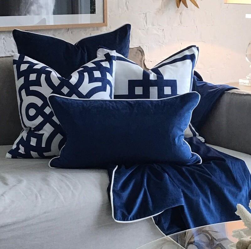 Byron Navy Velvet Cushion Cover 50cm