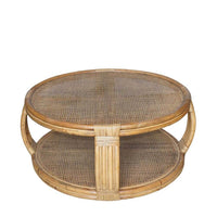Cayman Rattan Glass Round Coffee Table 100cm