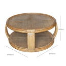 Cayman Rattan Glass Round Coffee Table 100cm
