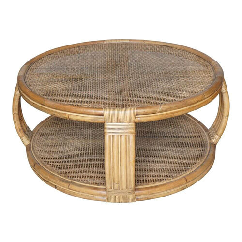 Cayman Rattan Glass Round Coffee Table 100cm