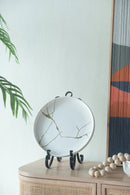 Ceramic Round Plate Wabi-Sabi Large Plate White/Gold