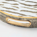 Champagne Gold Glass & Wood Tray Set
