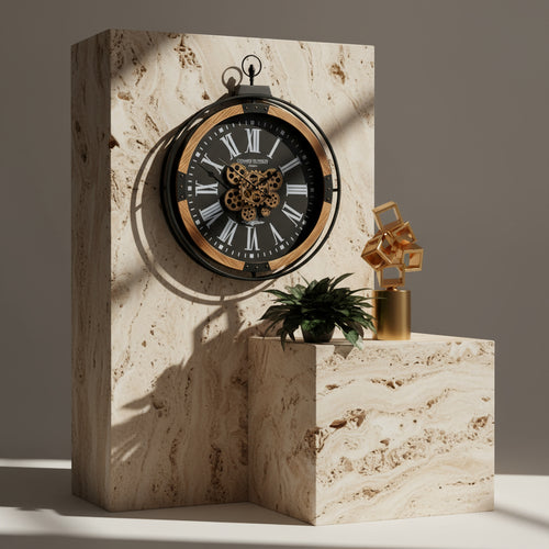 Champs Elysees Industrial Gear Wall Clock 74cm - Black