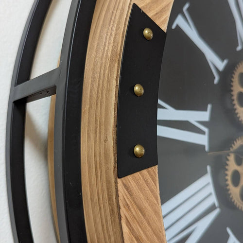 Champs Elysees Industrial Gear Wall Clock 74cm - Black