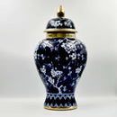 Chic Navy Gold Blossom Ceramic Ginger Jar