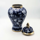 Chic Navy Gold Blossom Ceramic Ginger Jar