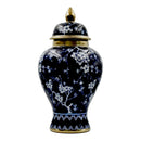 Chic Navy Gold Blossom Ceramic Ginger Jar