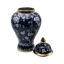 Chic Navy Gold Blossom Ceramic Ginger Jar