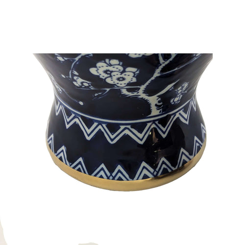 Chic Navy Gold Blossom Ceramic Ginger Jar