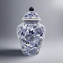 Chrysanthemum Motif Blue White Porcelain Jar