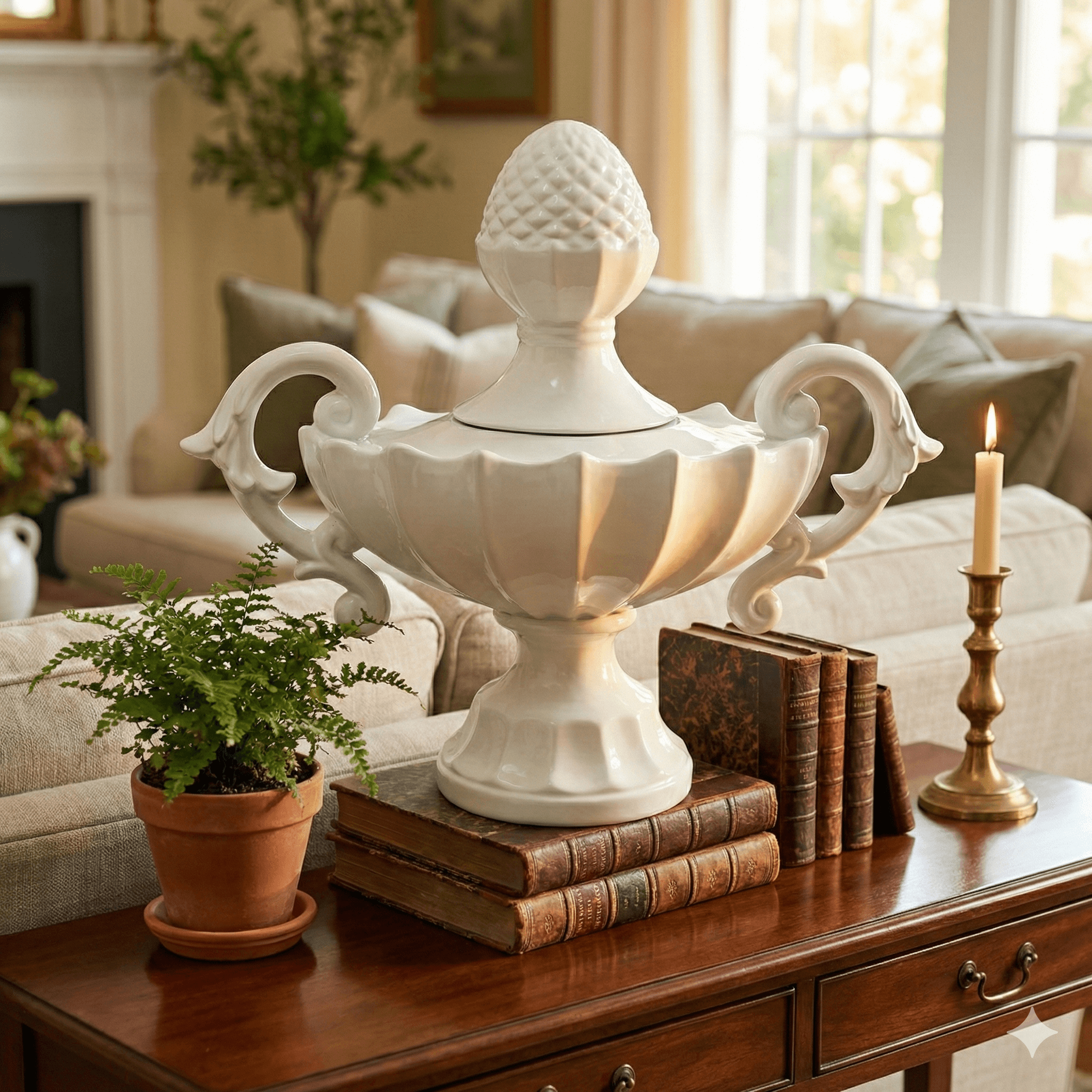 Classic White Artichoke Urn Centrepiece