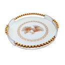 Clear Glass & Wood Round Serving Tray Set