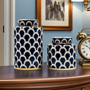 Coastal Navy Gold Scallop Jar Set