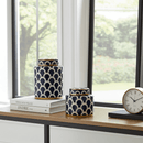 Coastal Navy Gold Scallop Jar SetCeramic,Ceramic Jar,Ceramic Temple Jar,Ginger Jar,Modern Hamptons Style