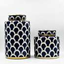 Coastal Navy Gold Scallop Jar Set