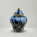 Cobalt Blue & Gold Peony Ginger Jar