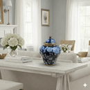 Cobalt Blue & Gold Peony Ginger Jar