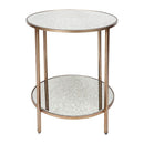 Cocktail Mirrored Side Table Antique Gold Finish